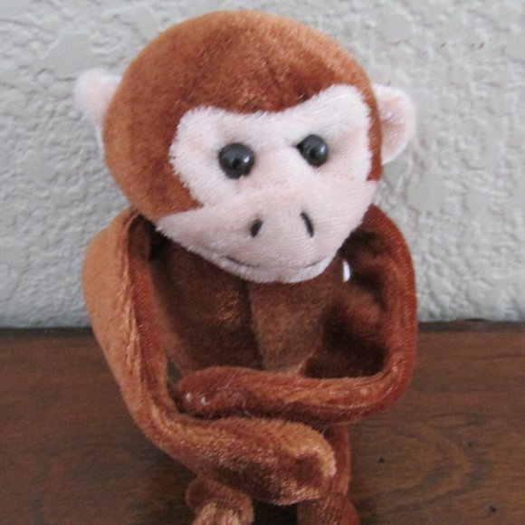 Monkey Stuffed Plush 8" Wild Animal Floppy Leg Toy Safari Jungle Hands Clasp - Picture 4 of 5